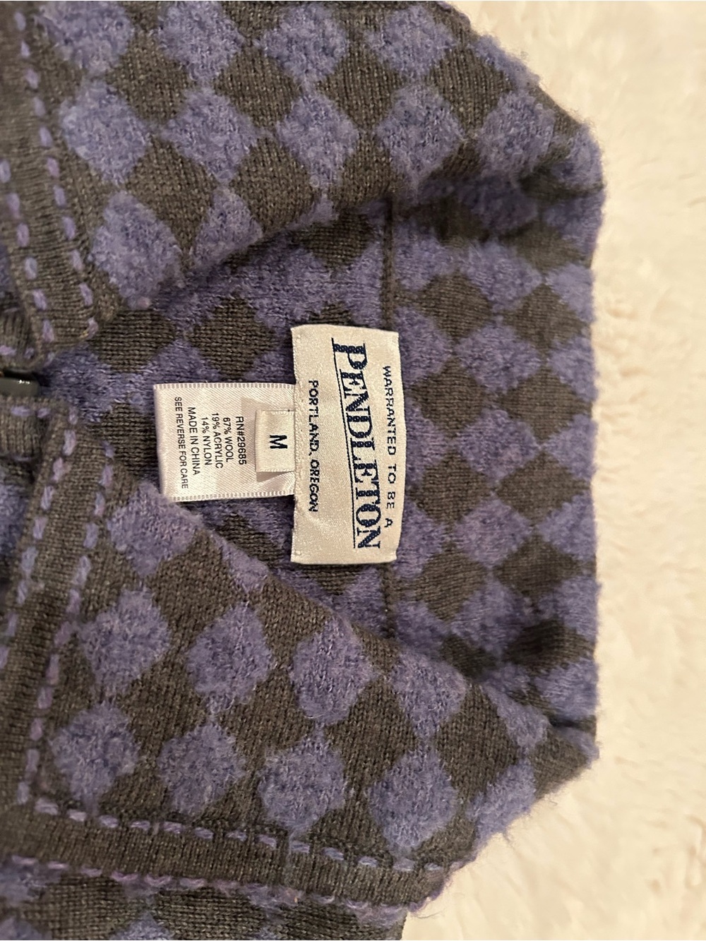 Pendleton Purple & Charcoal Diamond Pattern Sweater - Picture 2 of 6